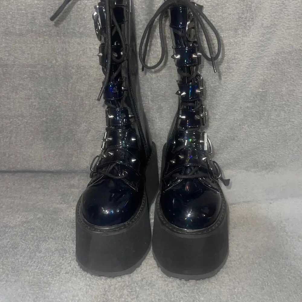 Demonia Platform Boots Size 7 Womens NWOT Oil Slick Spiked